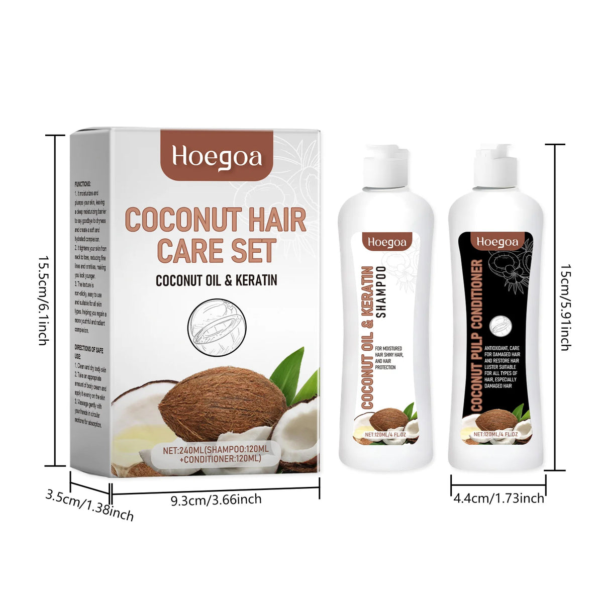 HOEGOA Coconut Keratin Shampoo And Conditioner Set