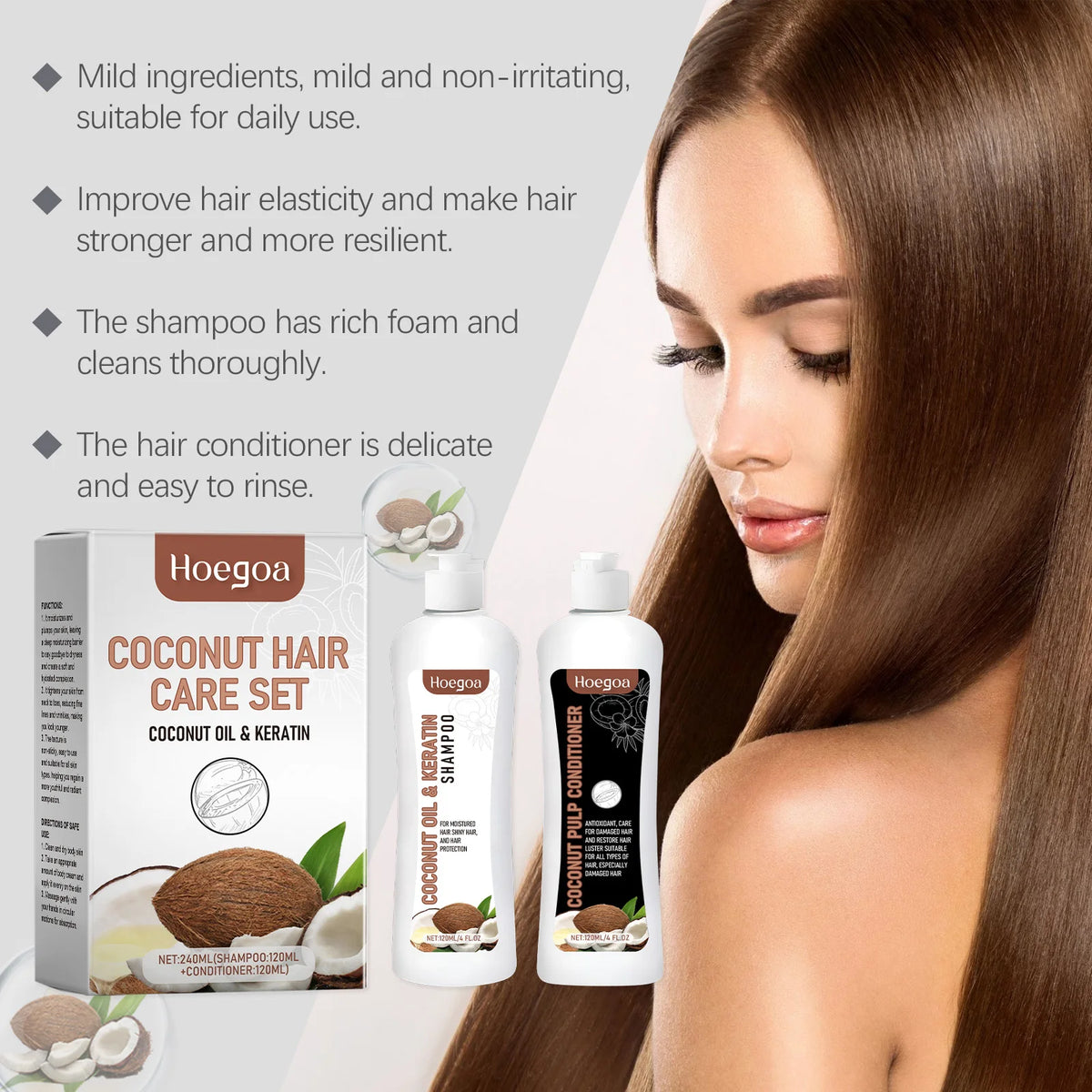 HOEGOA Coconut Keratin Shampoo And Conditioner Set