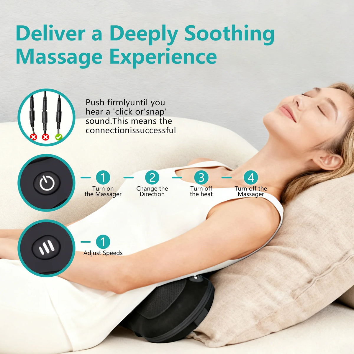 LEERCON 3D Shiatsu Neck Back Massager Pillow with Heat Portable Full Body Electric Massage for Fatigue Relief Gift for Men Women