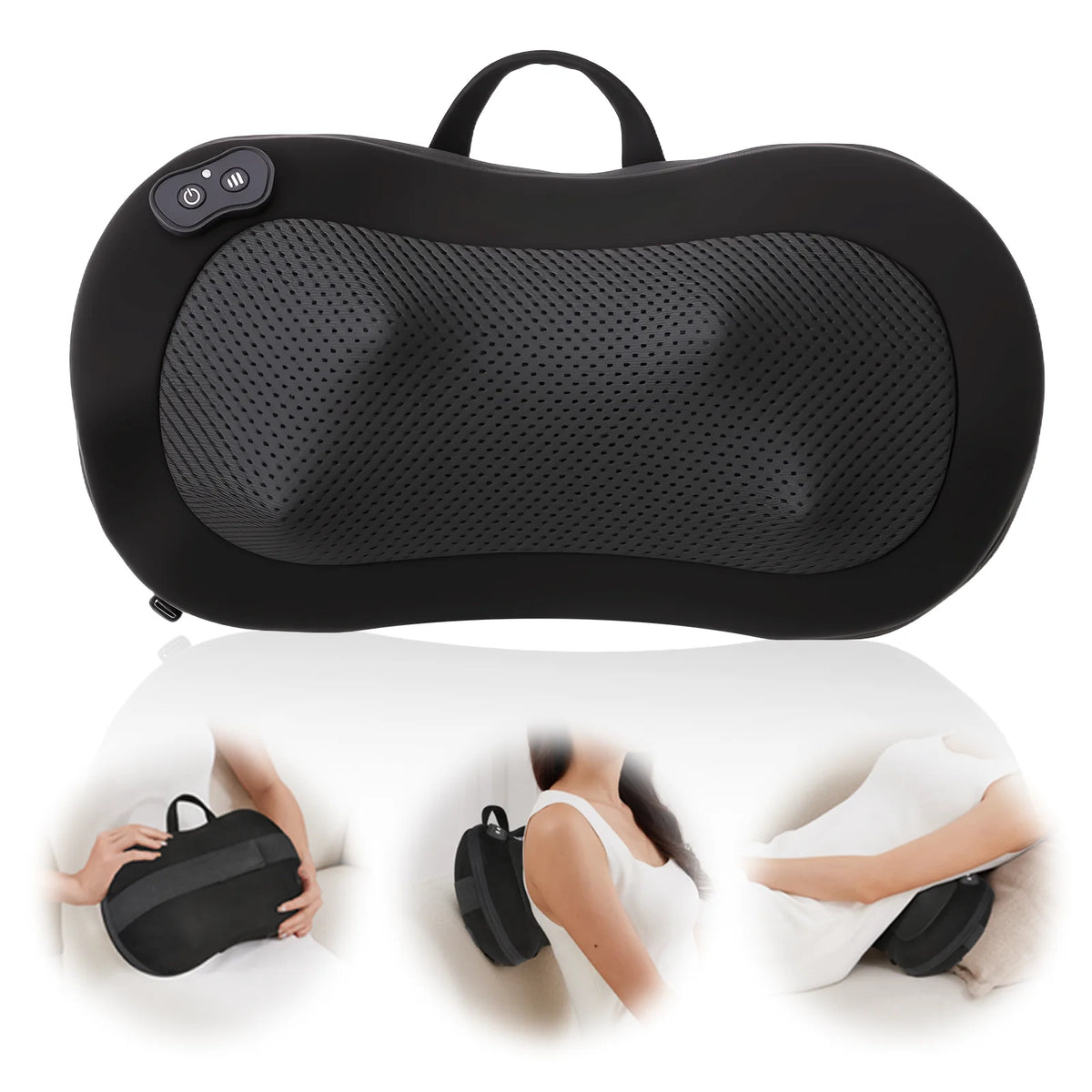 LEERCON 3D Shiatsu Neck Back Massager Pillow with Heat Portable Full Body Electric Massage for Fatigue Relief Gift for Men Women