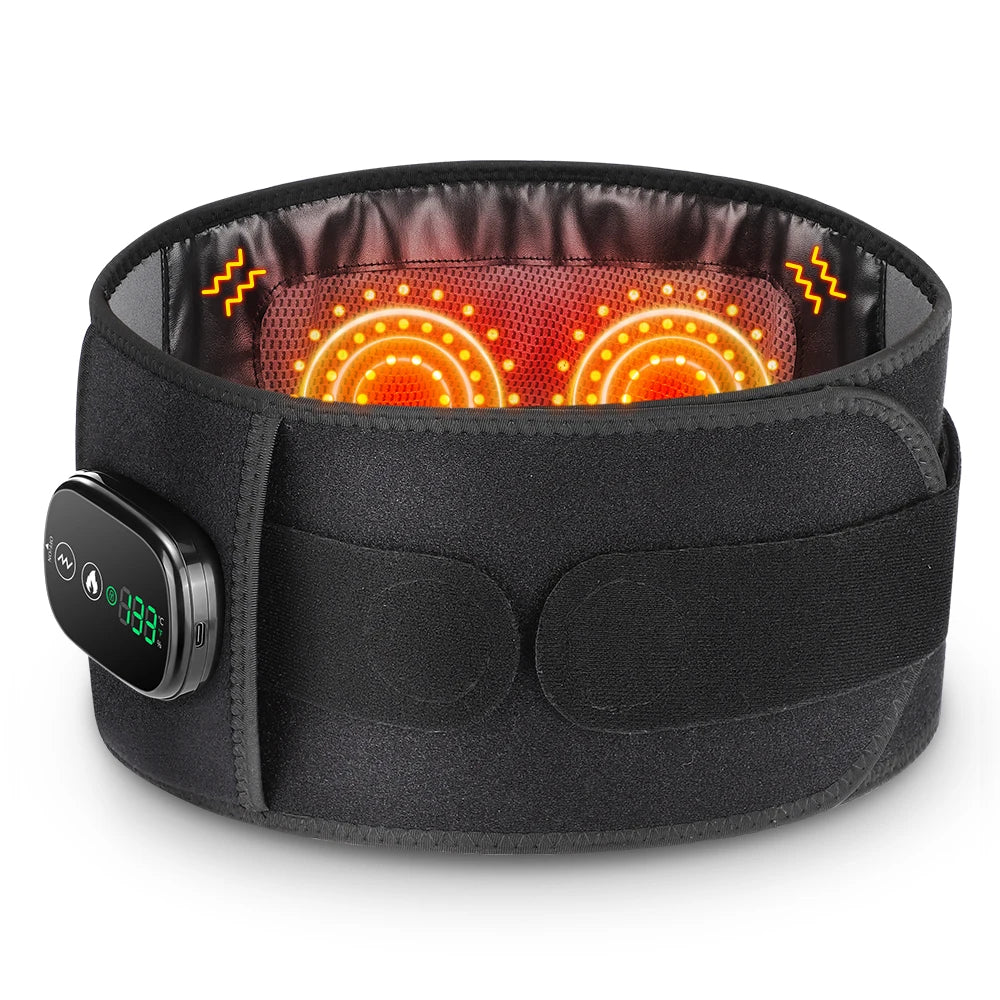 Electric Heating Vibration Back Support Massage Belt, 5 Temperature Settings 2 Motor Vibration Waist Wrap, Rechargeable Red Light Lumbar Brace