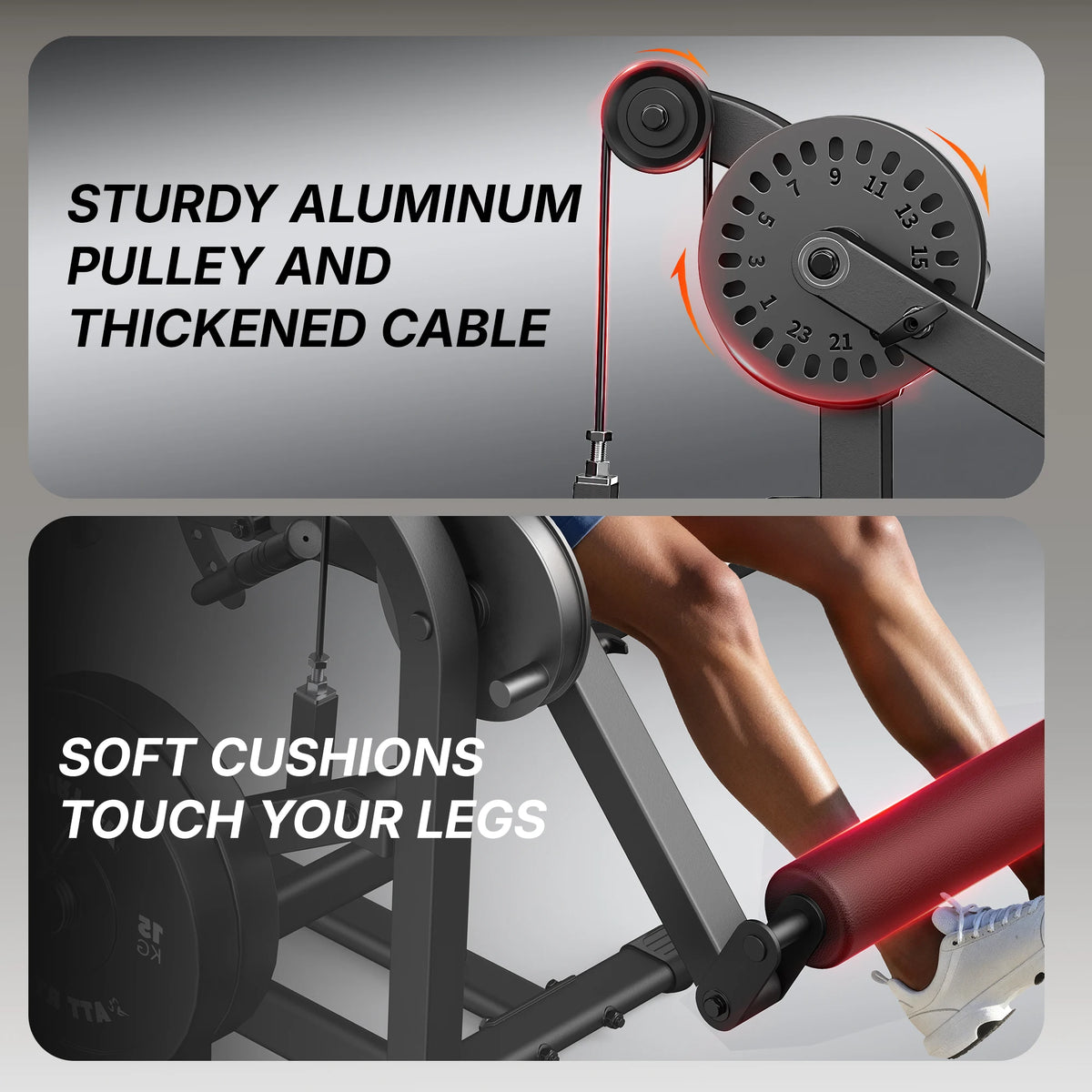 MERACH 2-in-1 Leg Extension and Curl Machine for Home Gym Commercial Grade Steel Leg Workout Equipment 375 lbs Loading 24-Position Adjustable Leg Curl Extension Machine with Olympic Plate Storage for Quads & Hamstrings