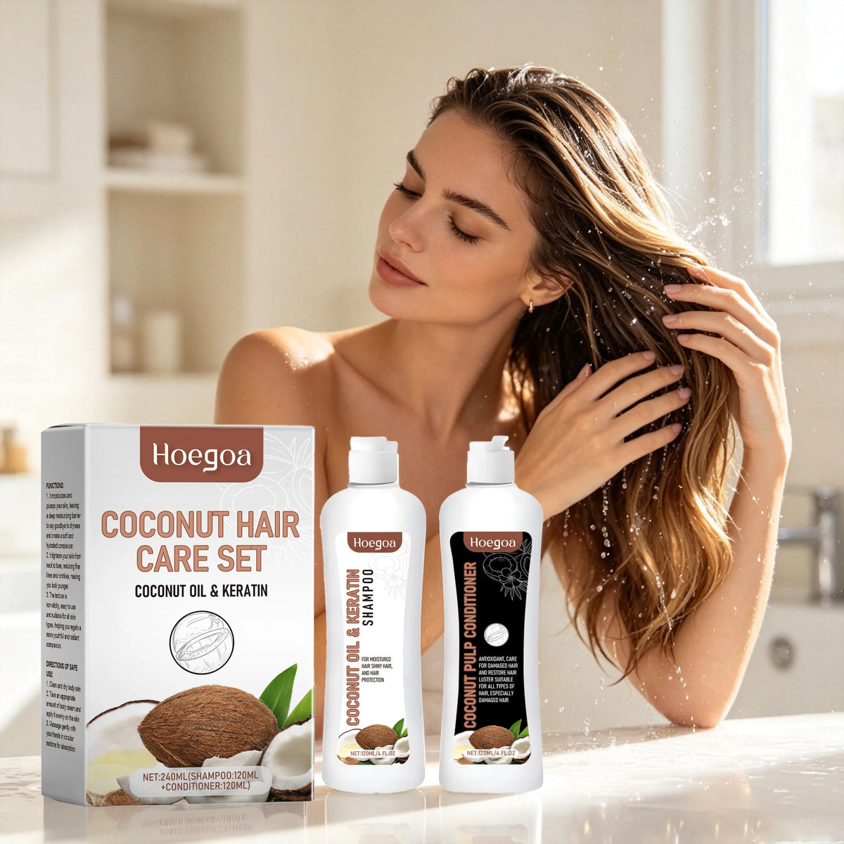 HOEGOA Coconut Keratin Shampoo And Conditioner Set