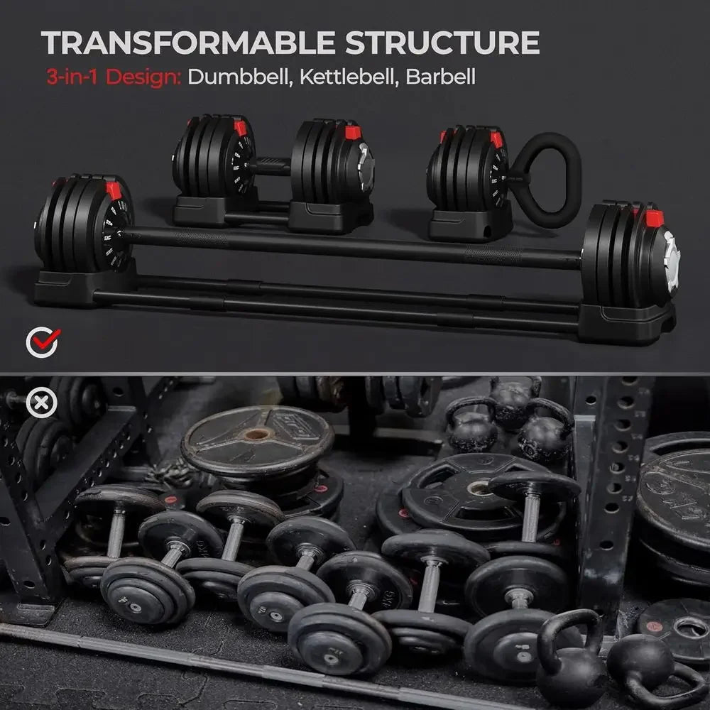 Adjustable Dumbbells Set - 40lbs to 90lbs, with Tray, Ideal for Men and Women Strength Training