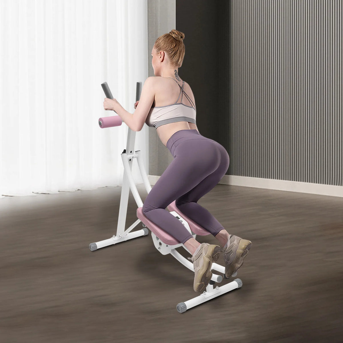 Ab Machine Abdominal Workout Machine Foldable Waist Cruncher Core Toner, Shaper with LED Display Monitor,330 LBS Weight Capacity
