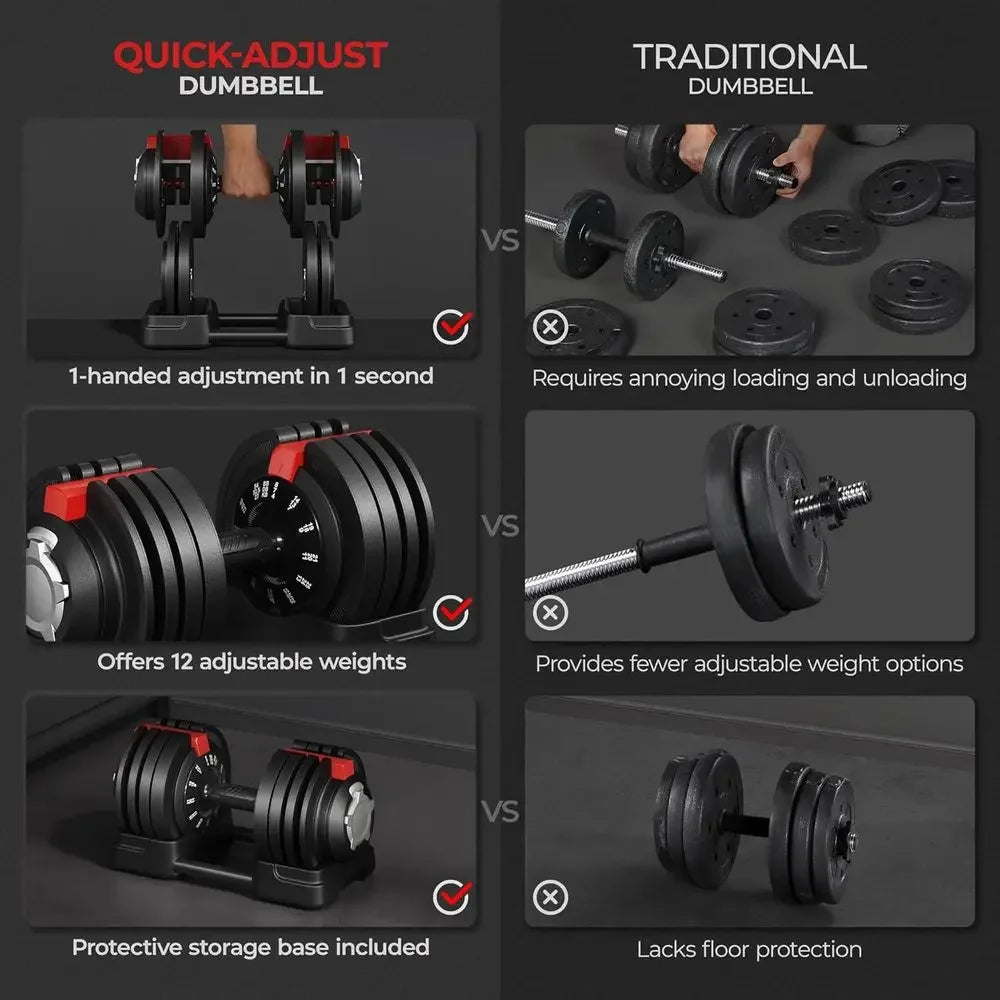 Adjustable Dumbbells Set - 40lbs to 90lbs, with Tray, Ideal for Men and Women Strength Training