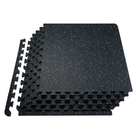 SucceBuy 0.56 Inch 25 Tiles Rubber Top with EVA Foam Thick Floor Mats 24/48/100 sq.ft Coverage Interlocking Puzzle for Gym Home
