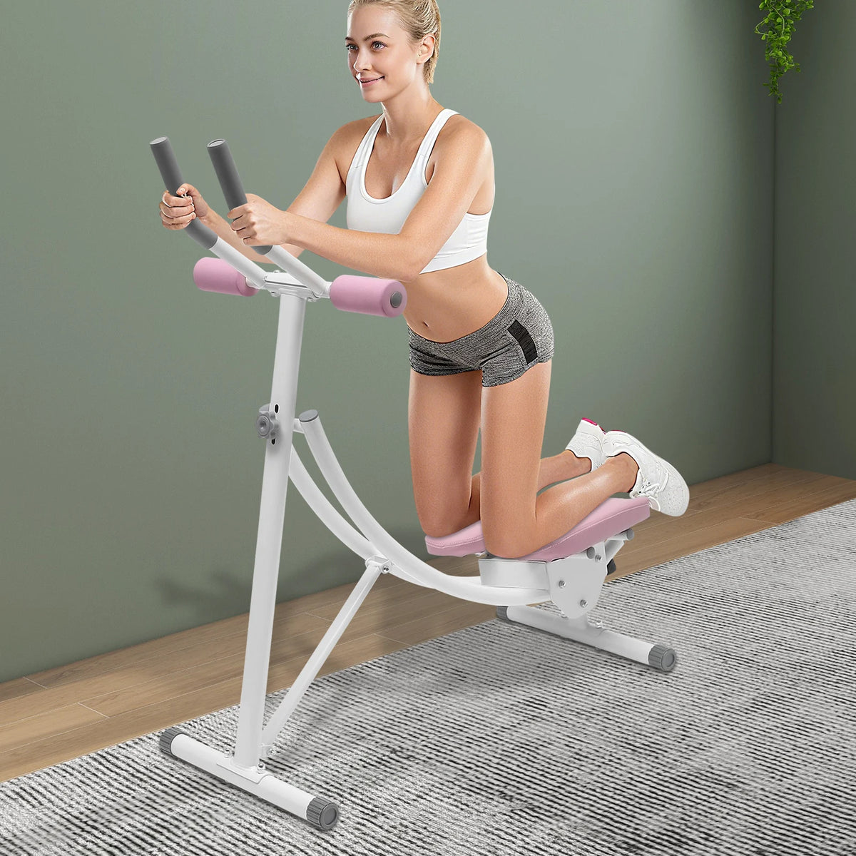 Ab Machine Abdominal Workout Machine Foldable Waist Cruncher Core Toner, Shaper with LED Display Monitor,330 LBS Weight Capacity