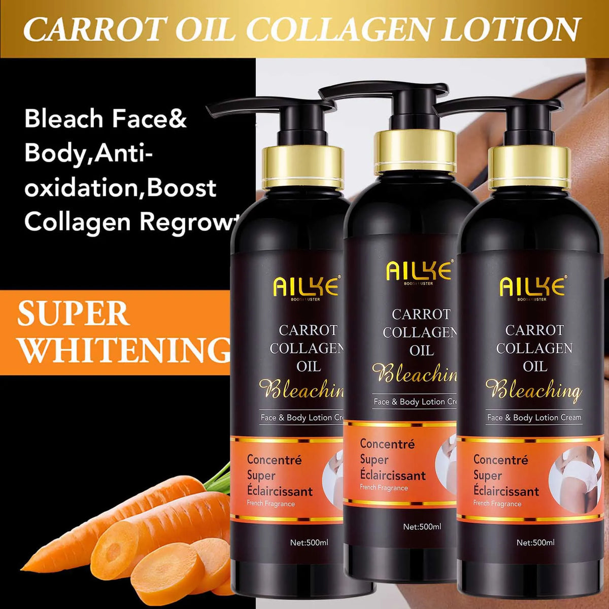 AILKE Collagen Skin Care Kit, Reduce Spots, Whitening, Even Skin Tone, For Dark Skin, Black Skin, African Skin, Caramel Skin