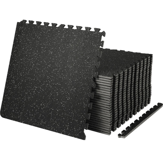 SucceBuy 25/12/6 PCS 1/2 in Thick Gym Floor Mats EVA Foam & Rubber Top Interlocking Workout Floor Mats Waterproof Exercise Mats