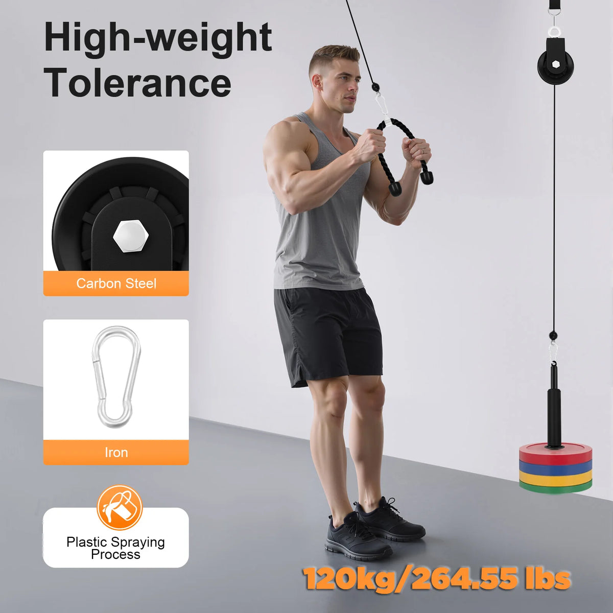 Cable Weight Pulley System Gym, Manual Cable Lat Pull Fitness, Home Fitness System Squat Racks, Power Racks Load Capacity 120kg/264.55 lbs